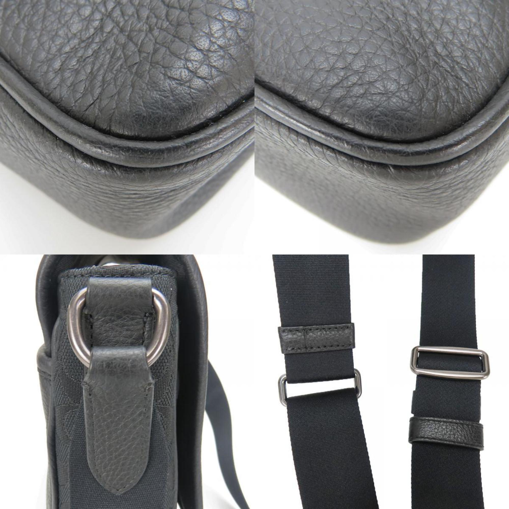 Coach Black Canvas Leather Shoulder Bag (Pre-Owned)