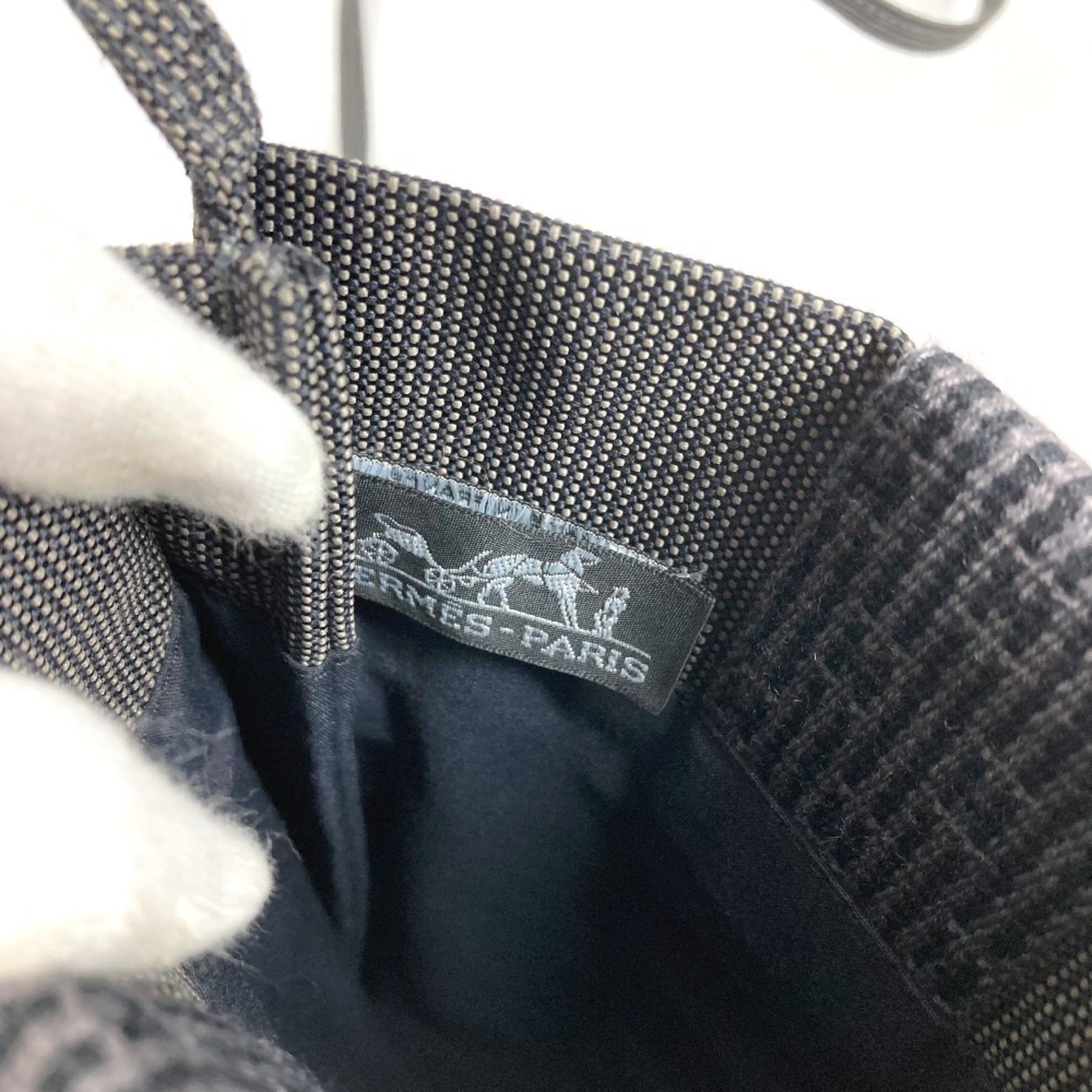 Hermes Gray Polyester Pochette Pouch Shoulder Bag (Pre-Owned)