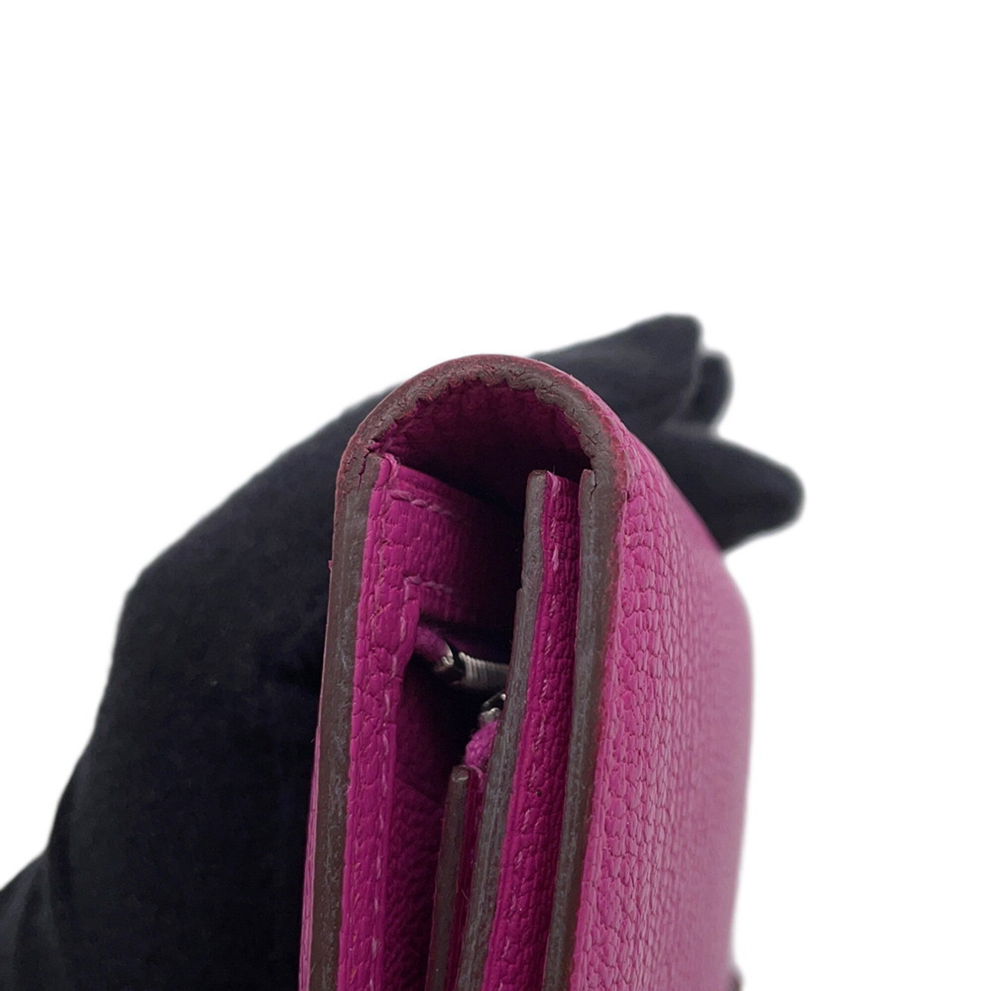 Hermes Pink Chevre Myzore Leather Long Wallet (Bi-Fold) (Pre-Owned)