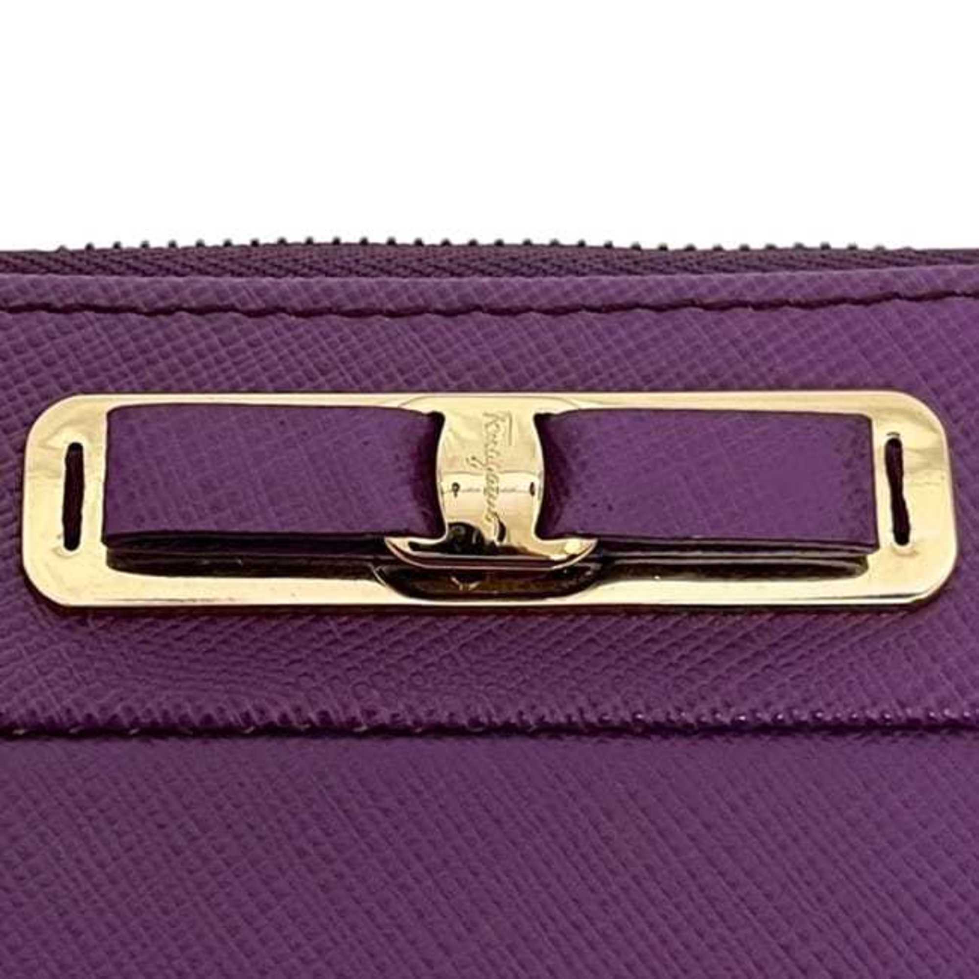 Salvatore Ferragamo Purple Leather Coin Purse/Coin Case (Pre-Owned)