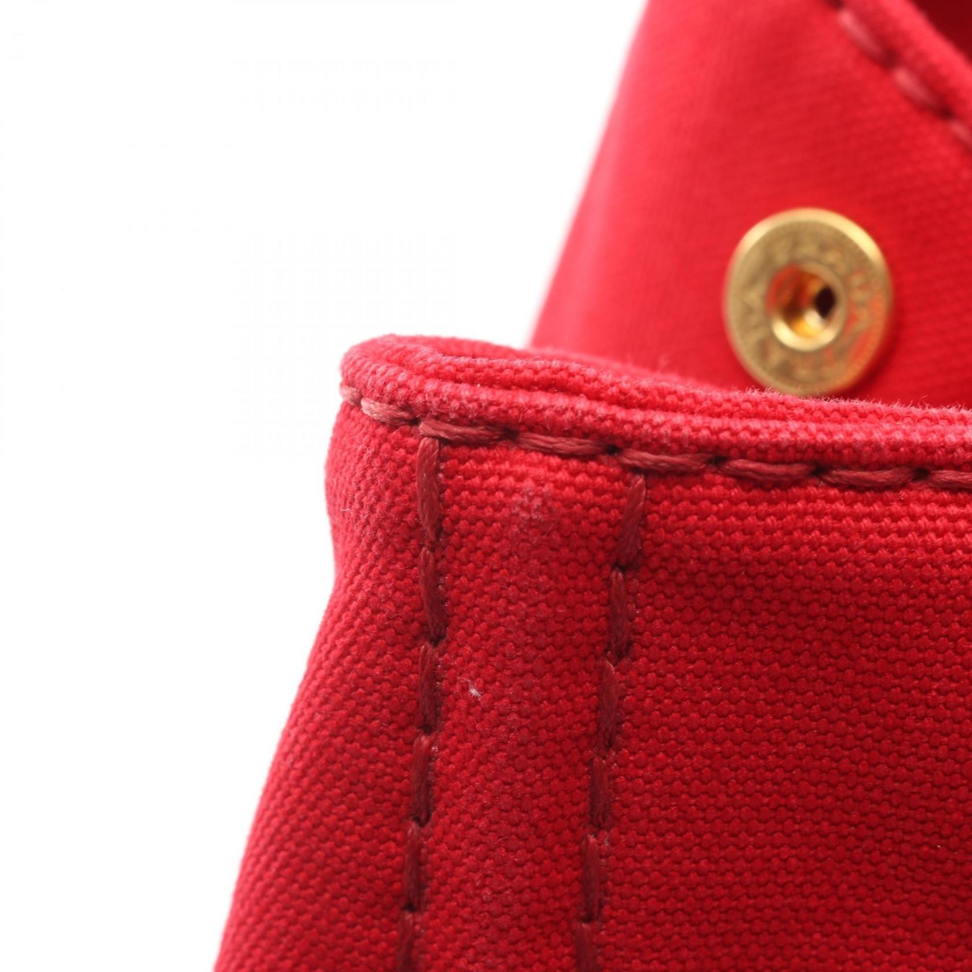 Prada Red Color Canvas Tote Bag (Pre-Owned)