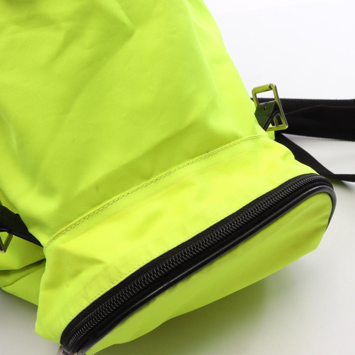 Yves Saint Laurent Black Green Nylon Leather Canvas Backpack Handbag (Pre-Owned)