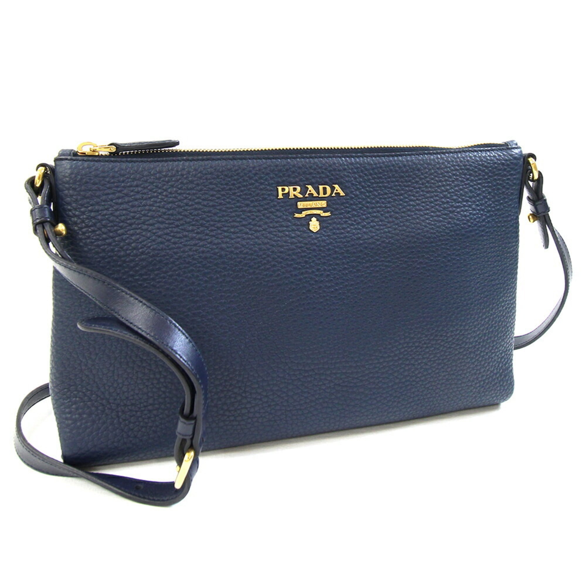 Prada Navy Leather Shoulder Bag (Pre-Owned)