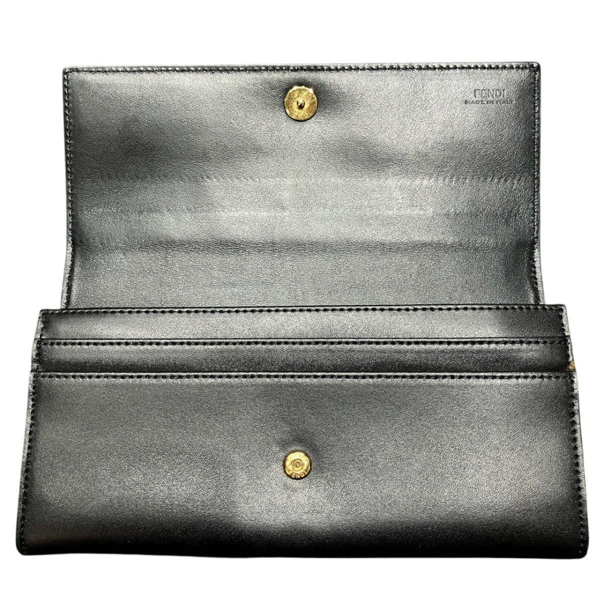 Fendi Black Leather Long Wallet (Bi-Fold) (Pre-Owned)