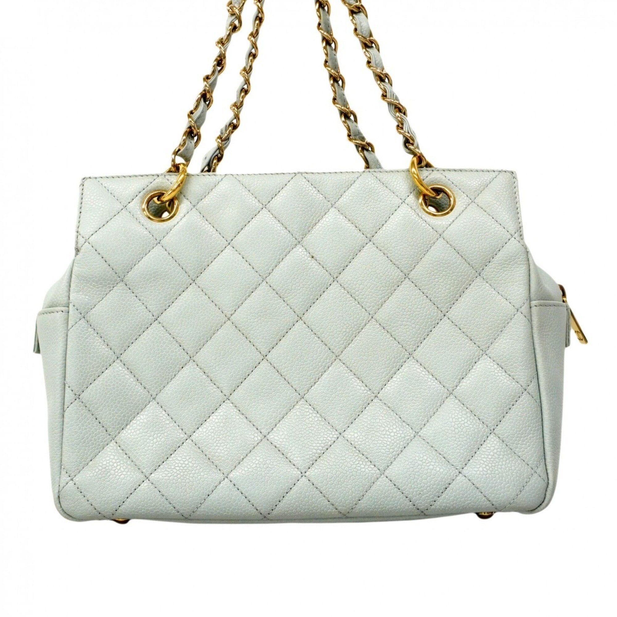 Chanel Light Blue Grained Calfskin Tote Bag (Pre-Owned)