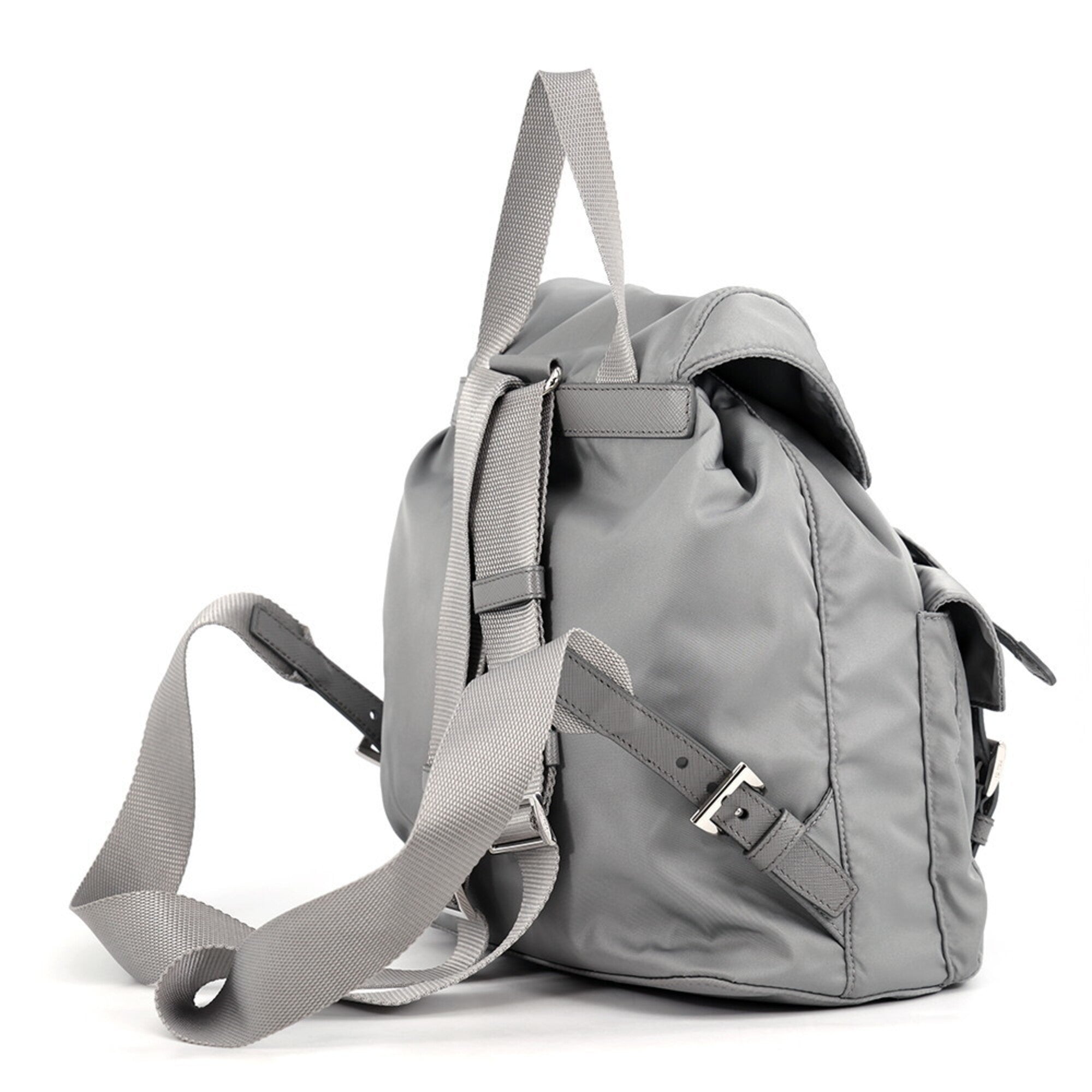 Prada Gray Nylon Leather Handbag (Pre-Owned)