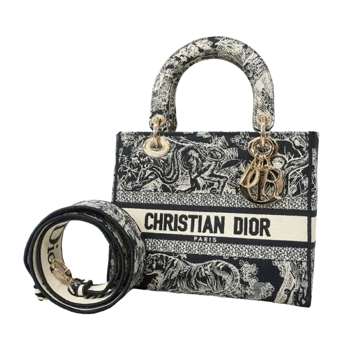 Christian Dior Navy White Canvas Handbag (Pre-Owned)