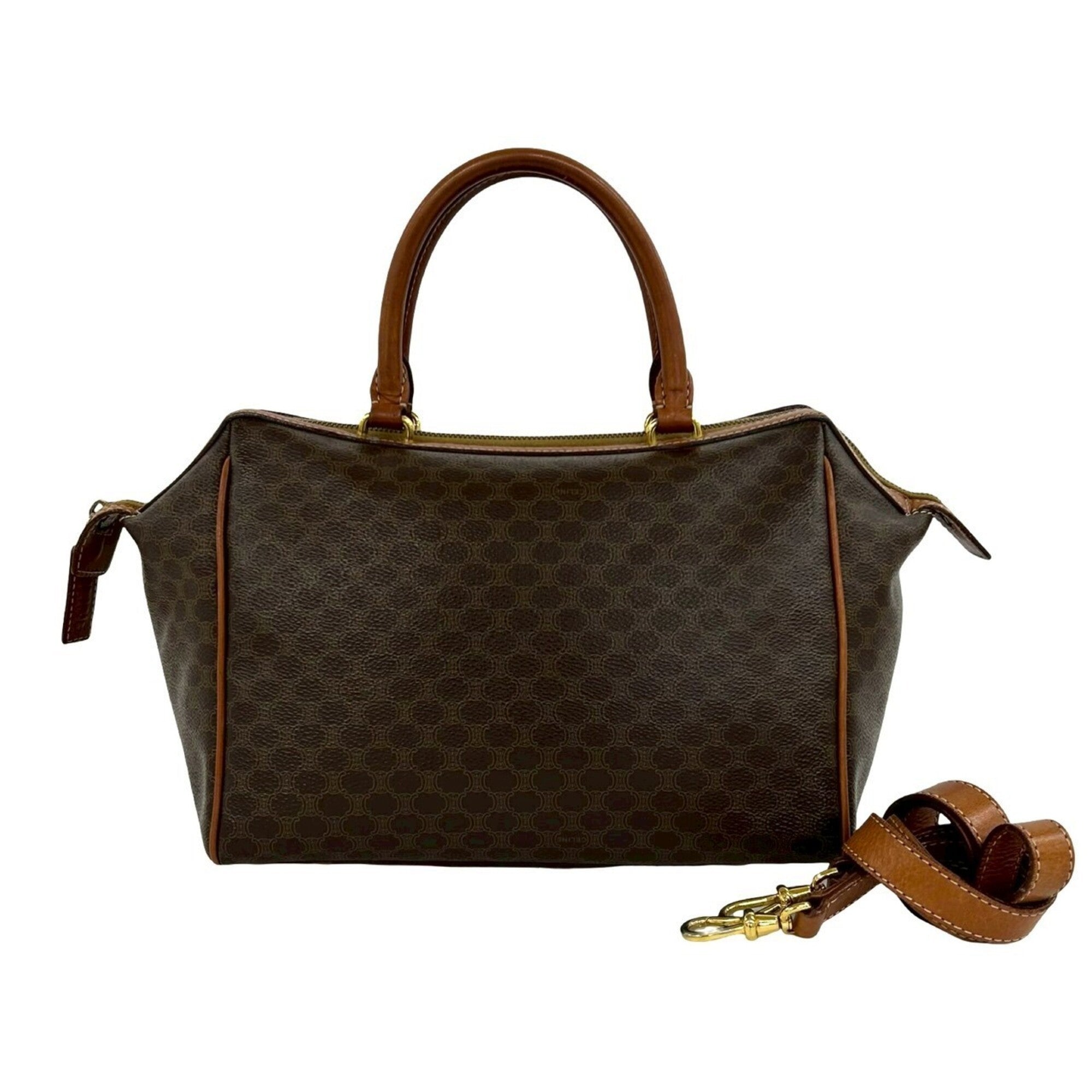 Celine Brown Pvc Leather Boston Bag Handbag Shoulder Bag (Pre-Owned)