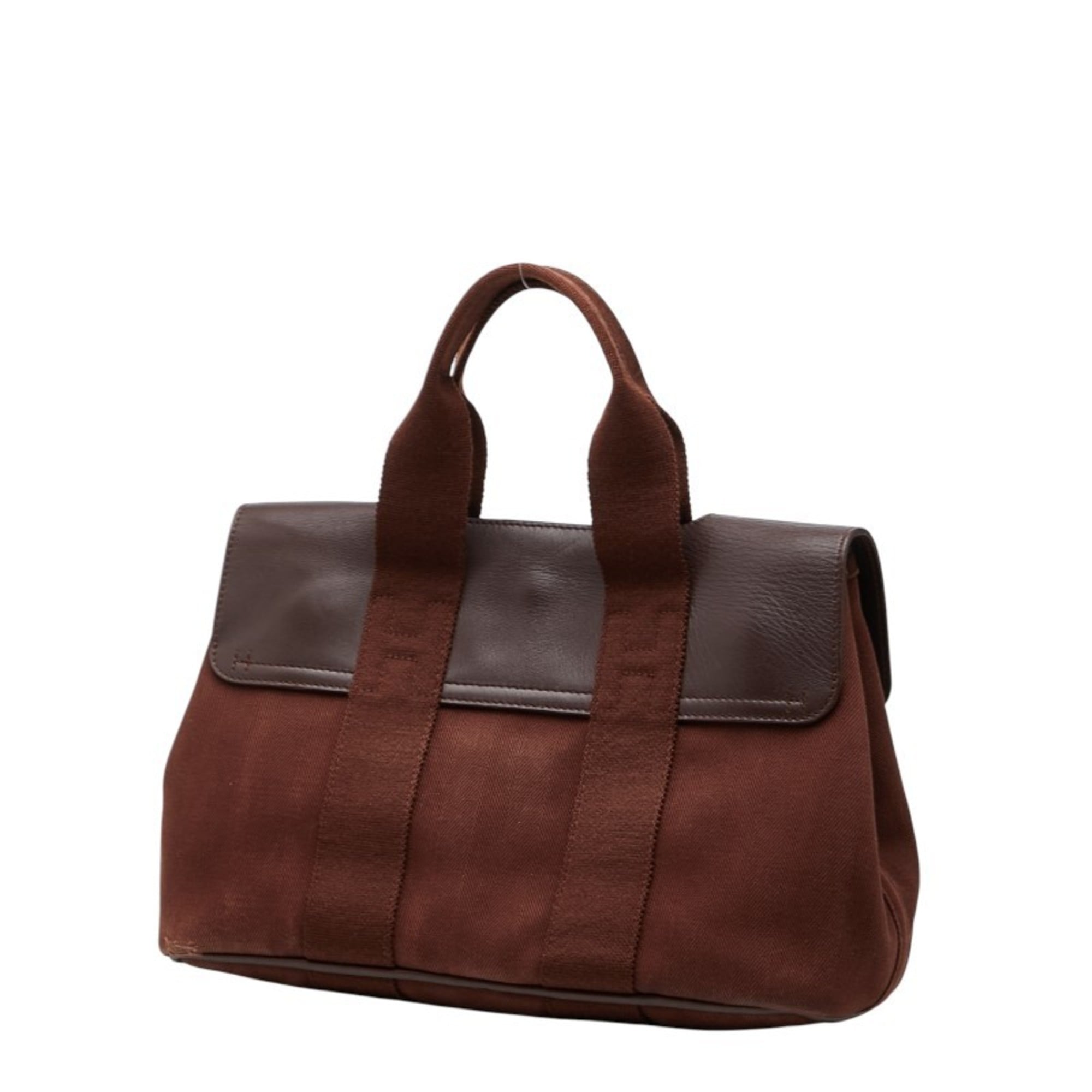 Hermes Brown Toile Chevron Leather Handbag Pouch Tote Bag (Pre-Owned)