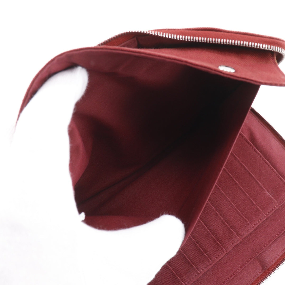 Hermes Red Color Canvas Long Wallet (Bi-Fold) (Pre-Owned)