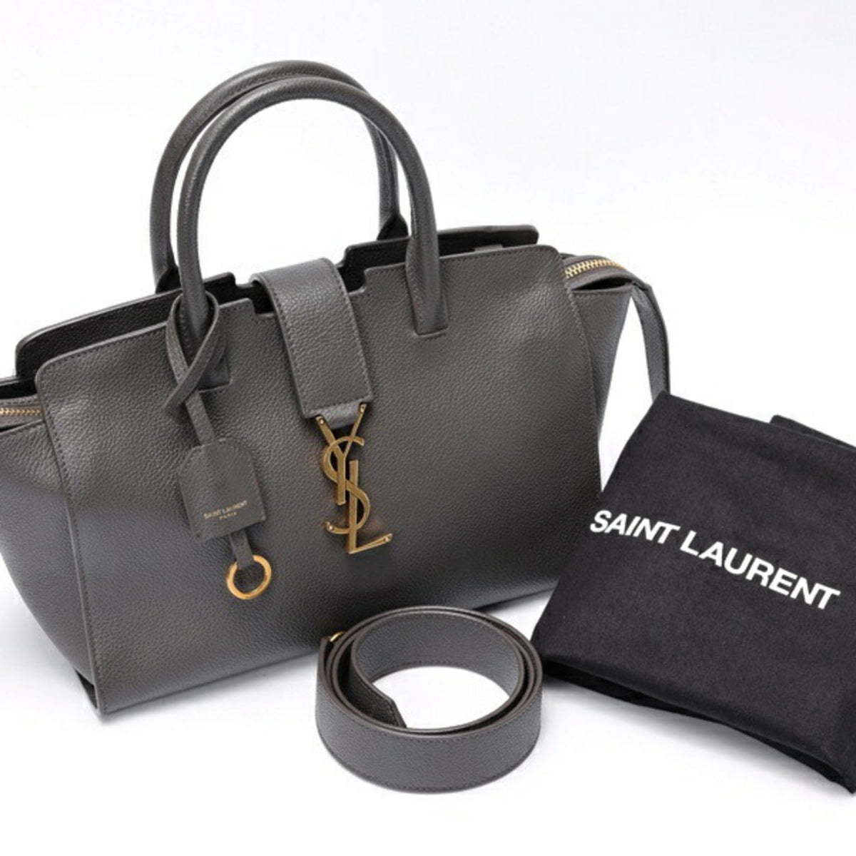 Saint Laurent Gray Leather Handbag (Pre-Owned)