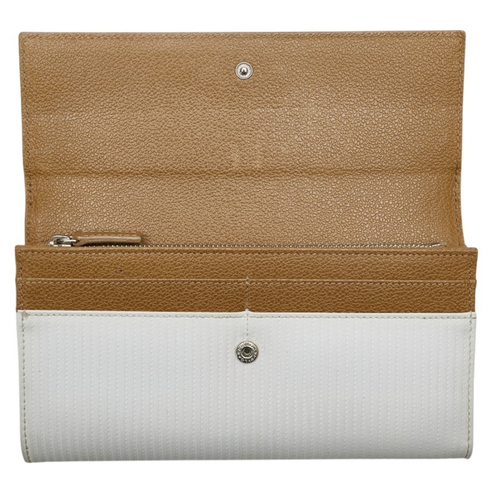 Bvlgari White Leather Long Wallet (Bi-Fold) (Pre-Owned)