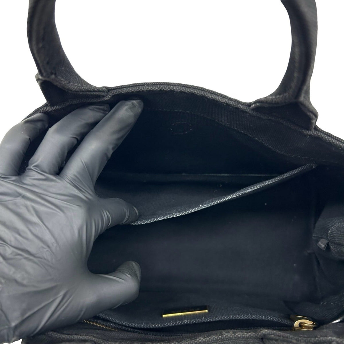 Prada Black Canvas Handbag Shoulder Bag Tote Bag (Pre-Owned)