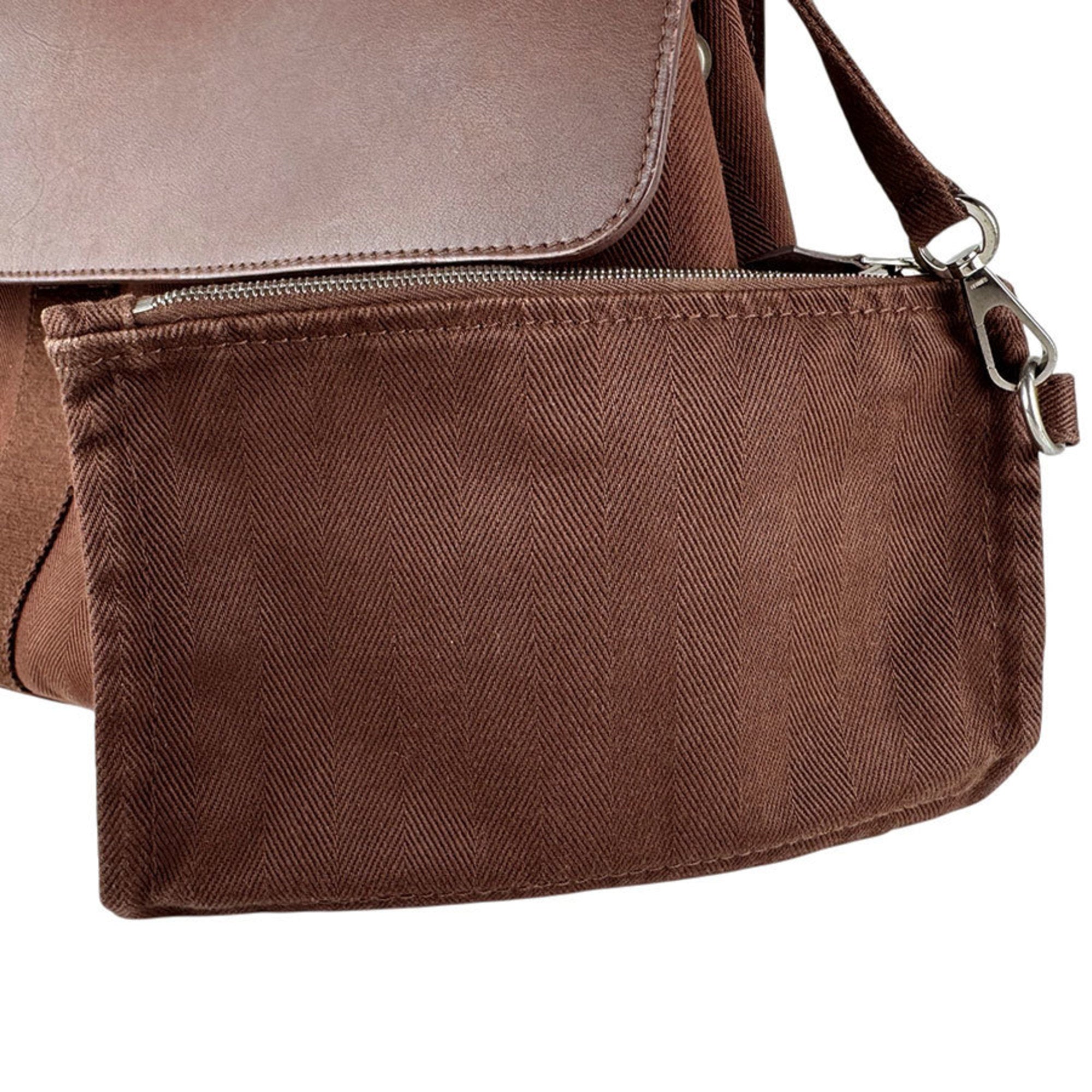 Hermes Brown Cotton Leather Handbag (Pre-Owned)