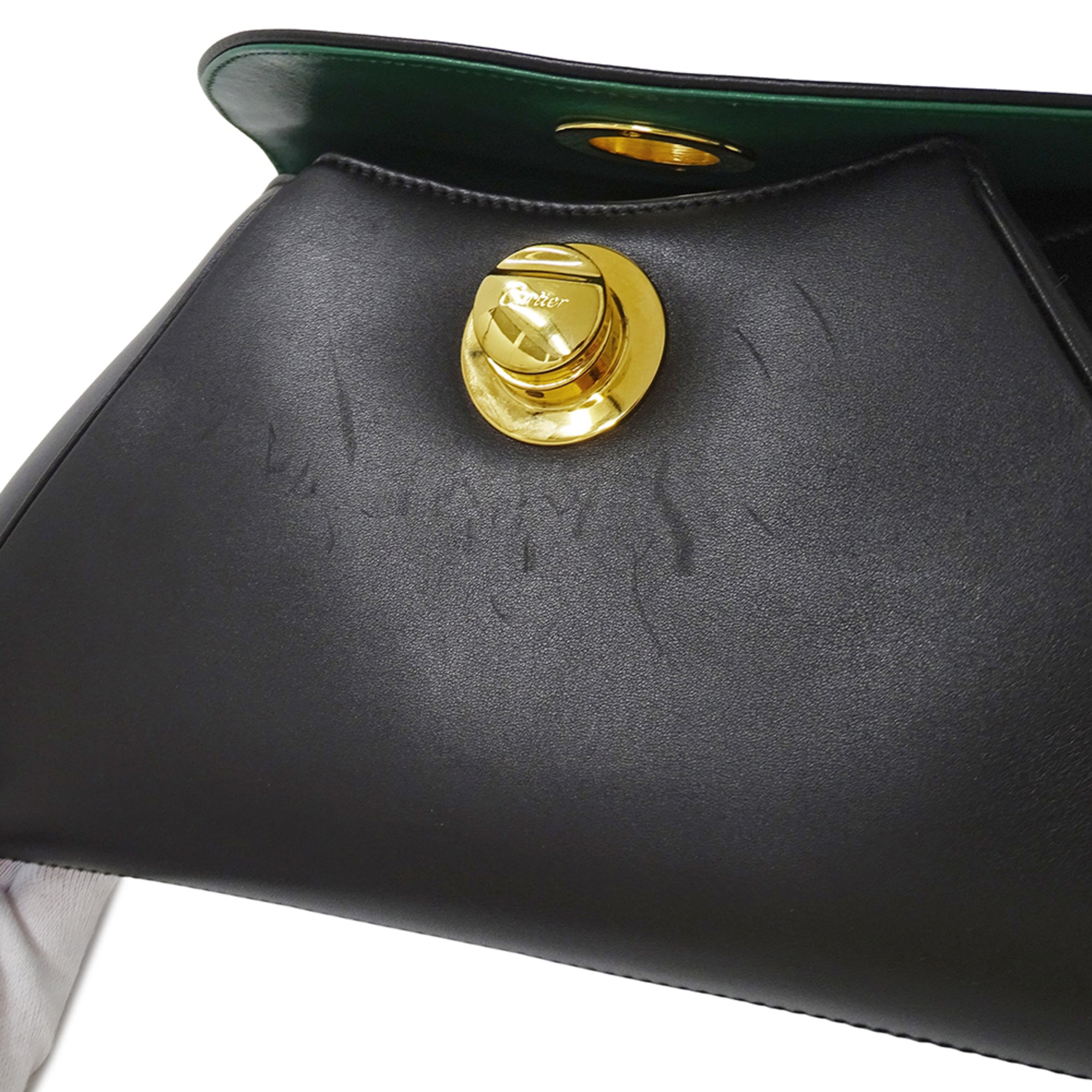 Cartier Black Leather Clutch Bag Handbag (Pre-Owned)