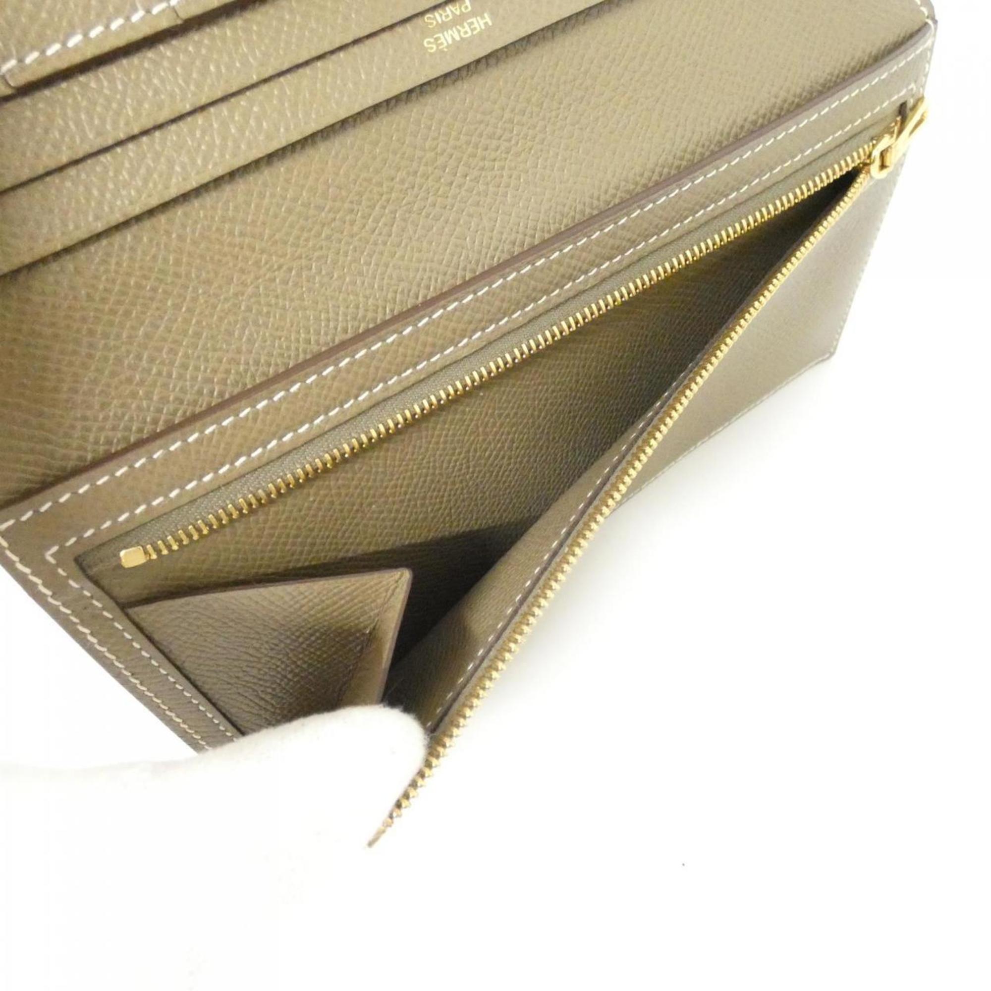 Hermes Etoupe Gray Epsom Leather Middle Wallet (Bi-Fold) (Pre-Owned)
