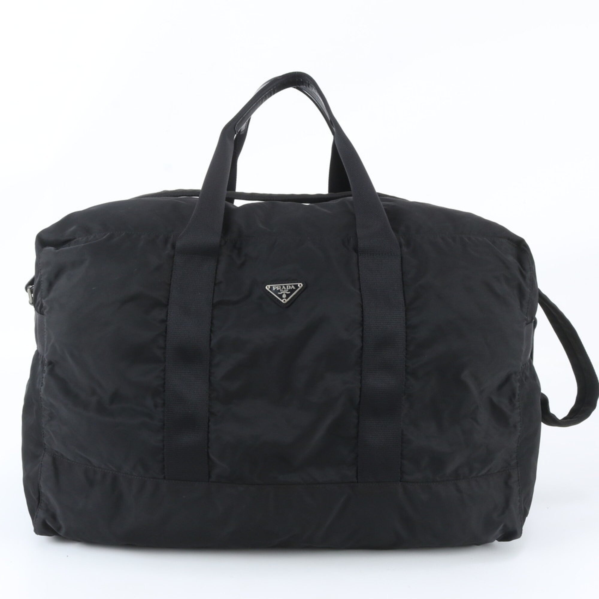 Prada Black Leather Nylon Boston Bag Shoulder Bag (Pre-Owned)