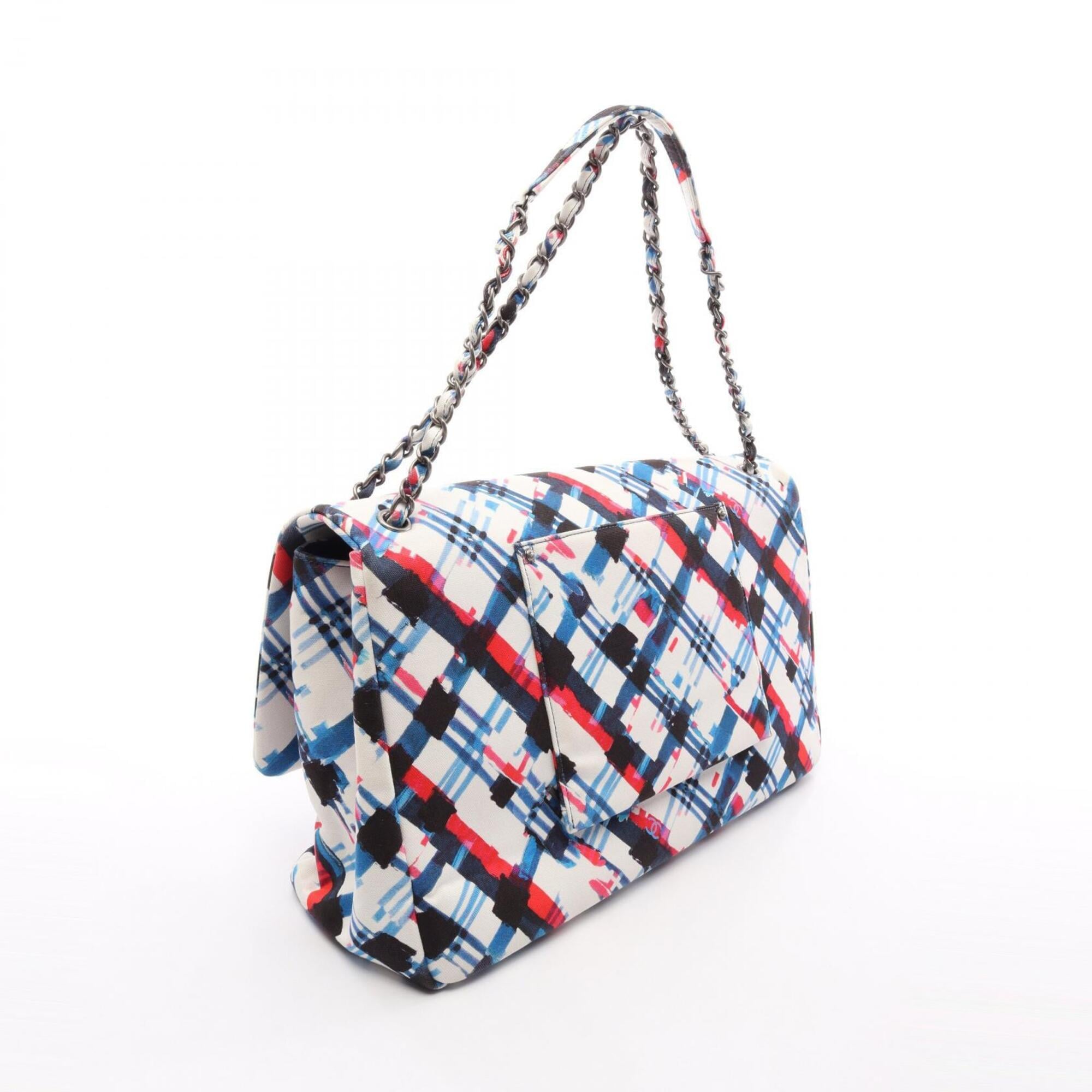 Chanel Multi-Color White Canvas Handbag Shoulder Bag (Pre-Owned)
