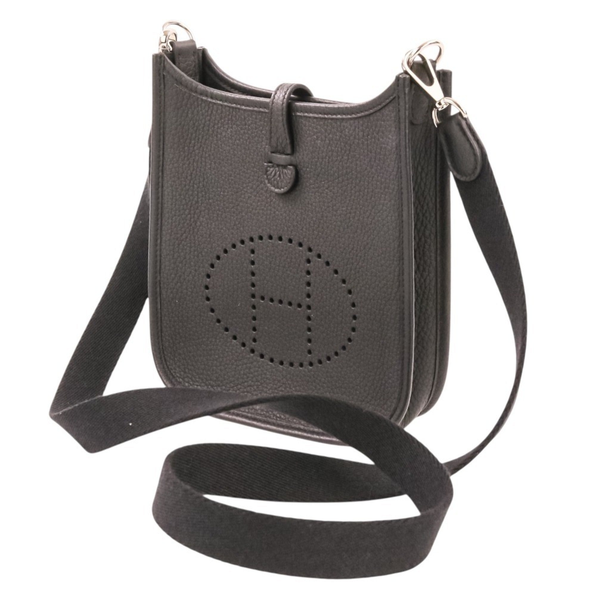 Hermes Black Taurillon Clemence Leather Shoulder Bag (Pre-Owned)