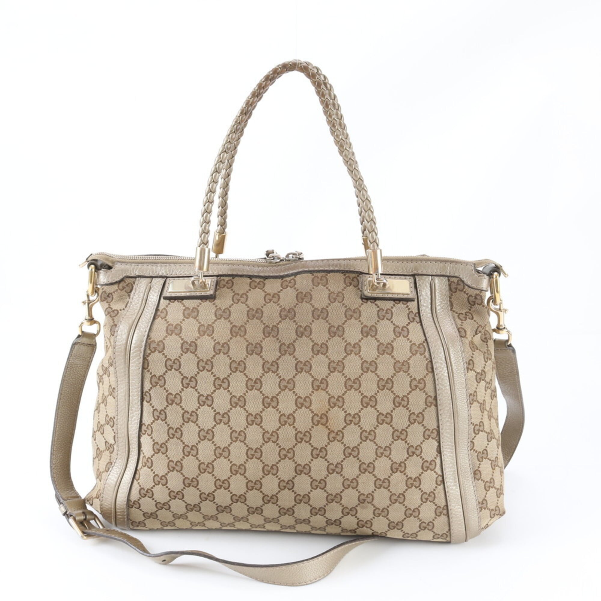 Gucci Gg Canvas Beige Gold Gg Canvas Shoulder Bag (Pre-Owned)