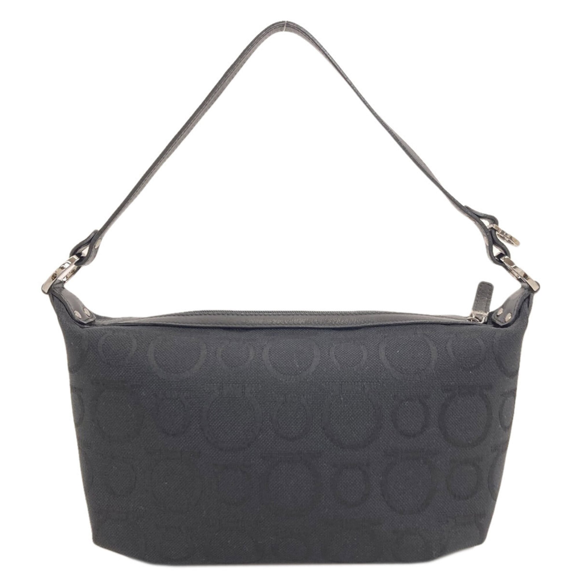 Salvatore Ferragamo Gancini Black Canvas Handbag (Pre-Owned)