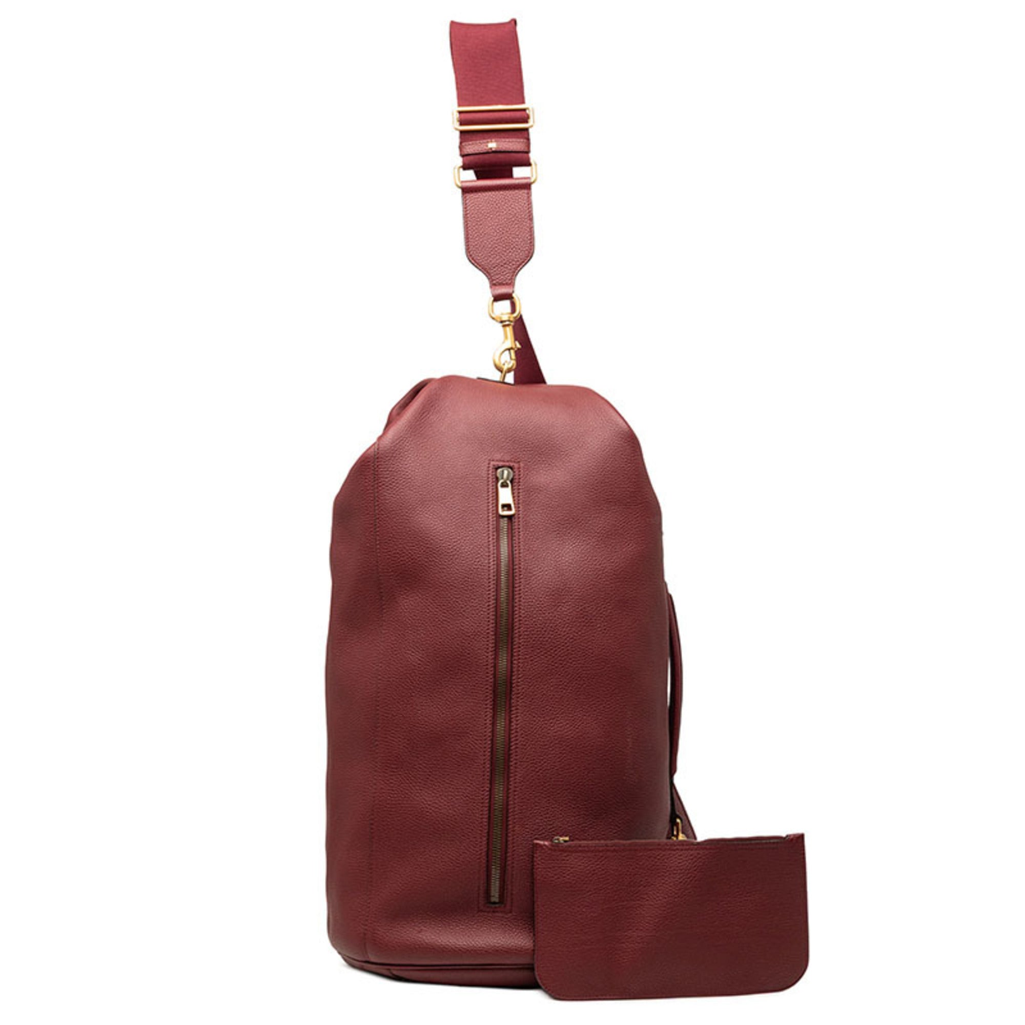 Gucci Bordeaux Leather Boston Bag Shoulder Bag Sling Bag (Pre-Owned)
