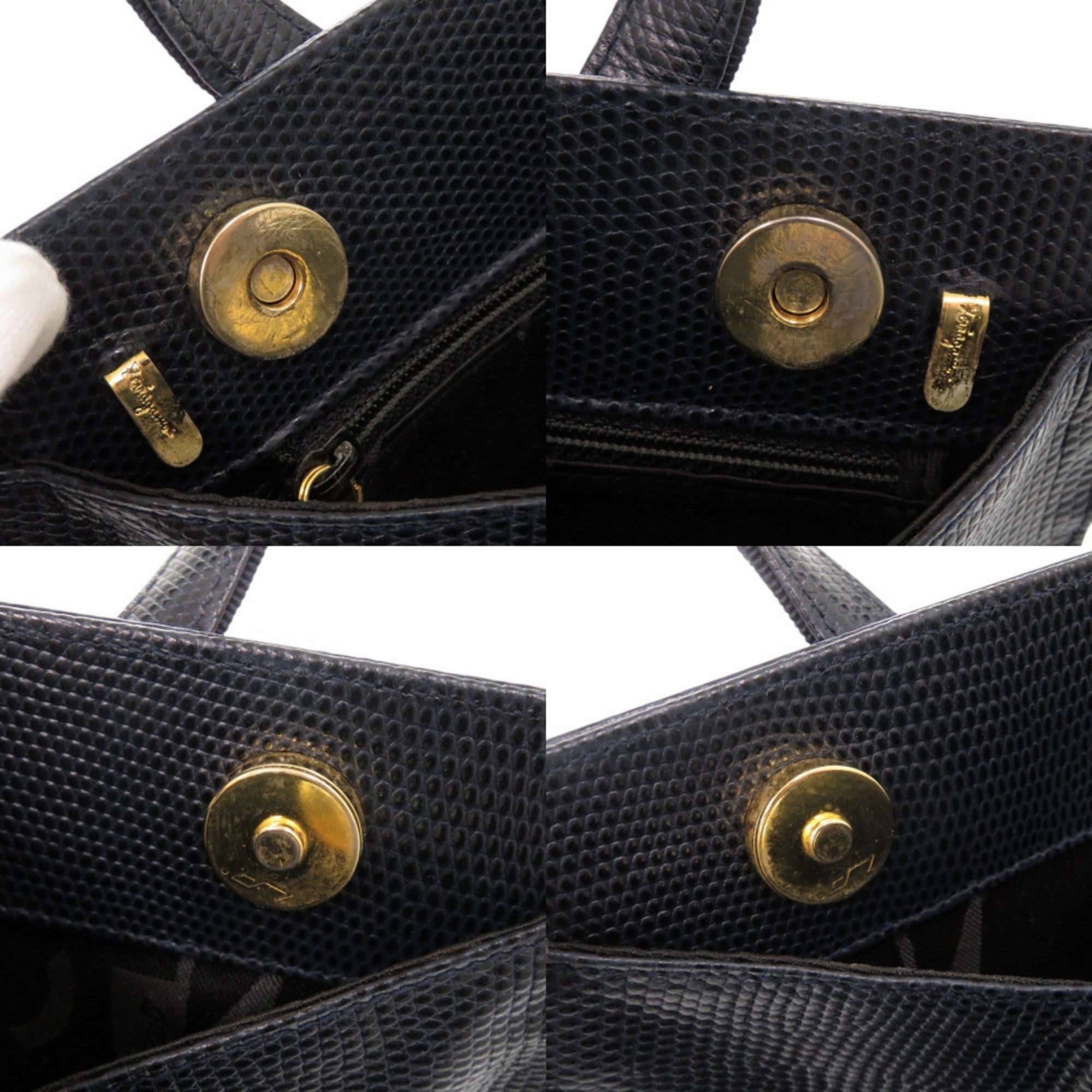 Salvatore Ferragamo Navy Leather Handbag Shoulder Bag (Pre-Owned)