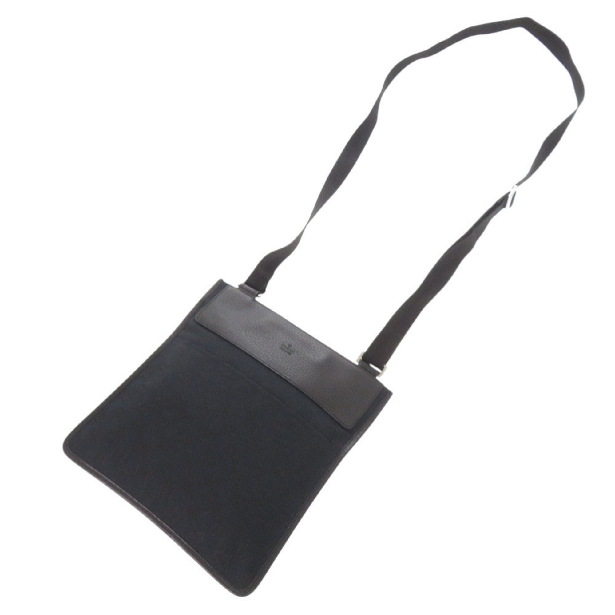Gucci Black Gg Canvas Leather Shoulder Bag (Pre-Owned)