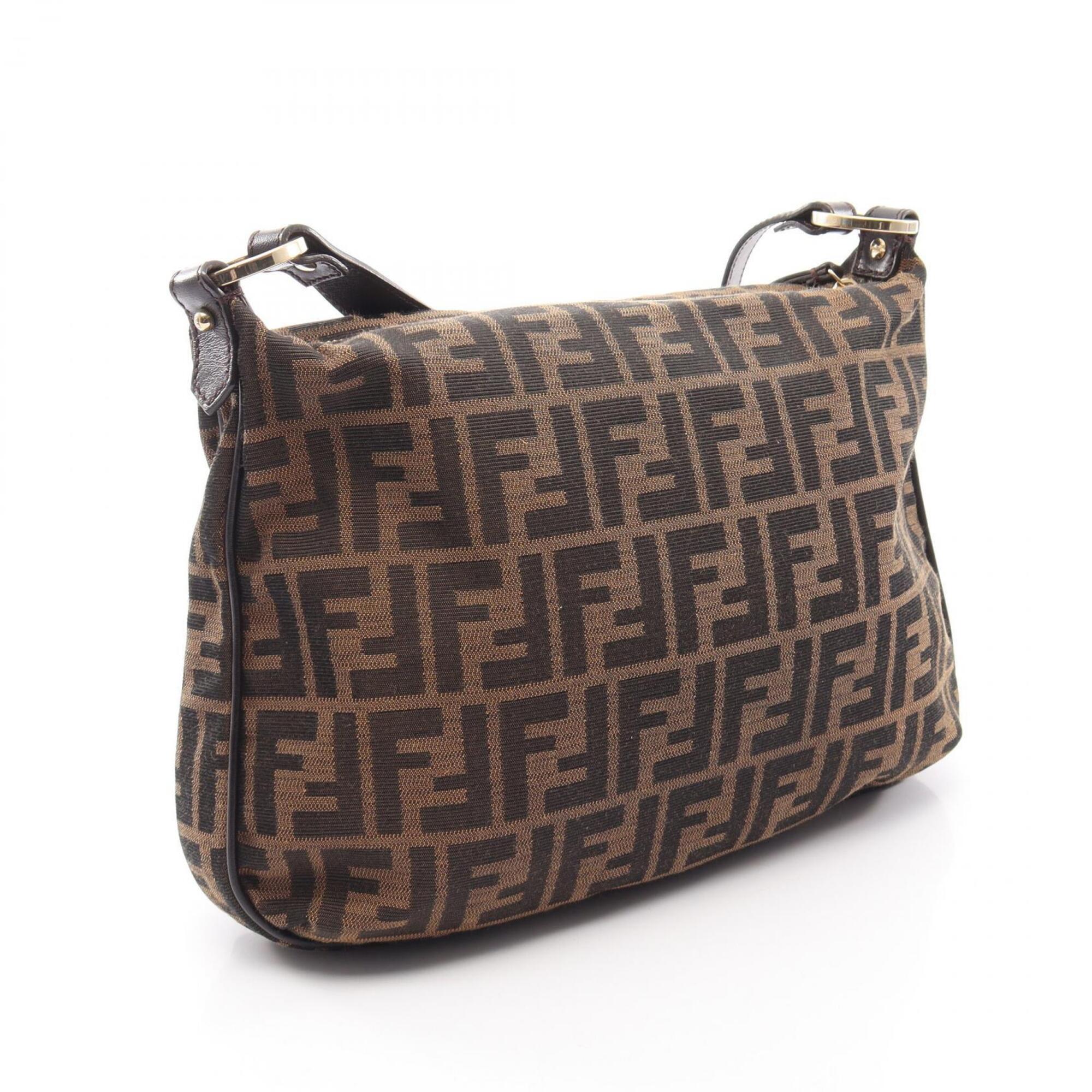 Fendi Brown Canvas Leather Handbag Shoulder Bag (Pre-Owned)