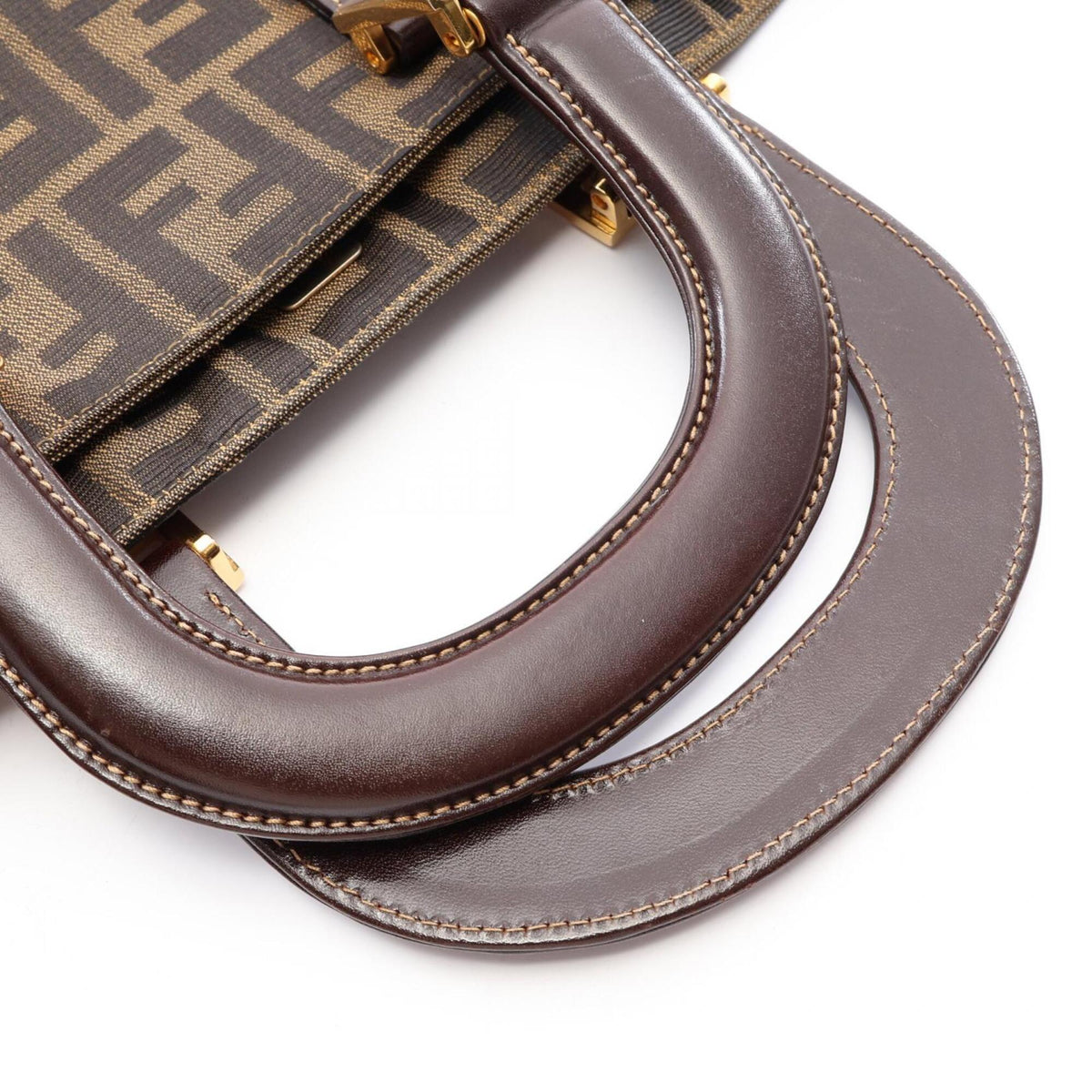 Fendi Brown Canvas Leather Handbag Tote Bag (Pre-Owned)