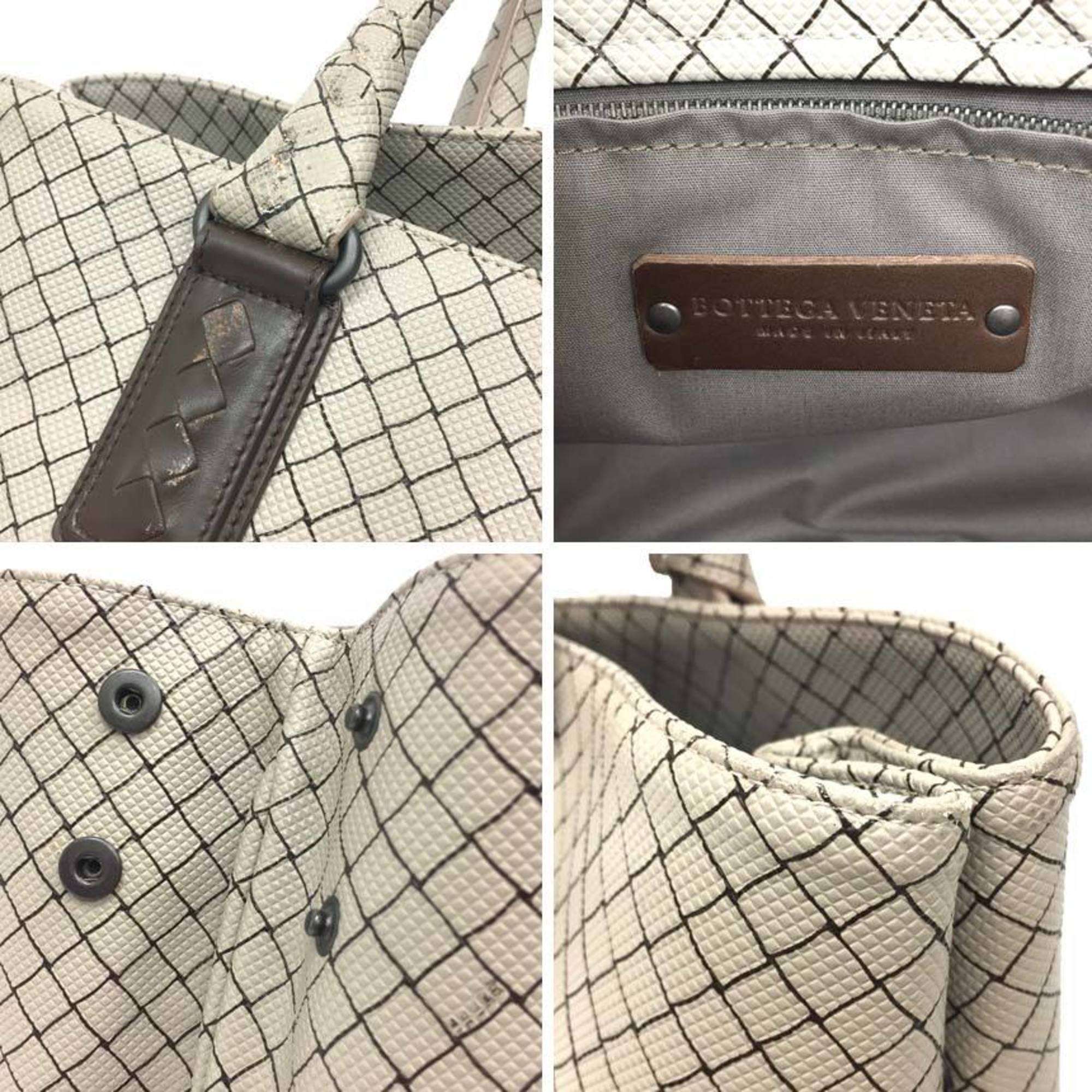 Bottega Veneta Brown Light Gray Pvc Leather Tote Bag (Pre-Owned)