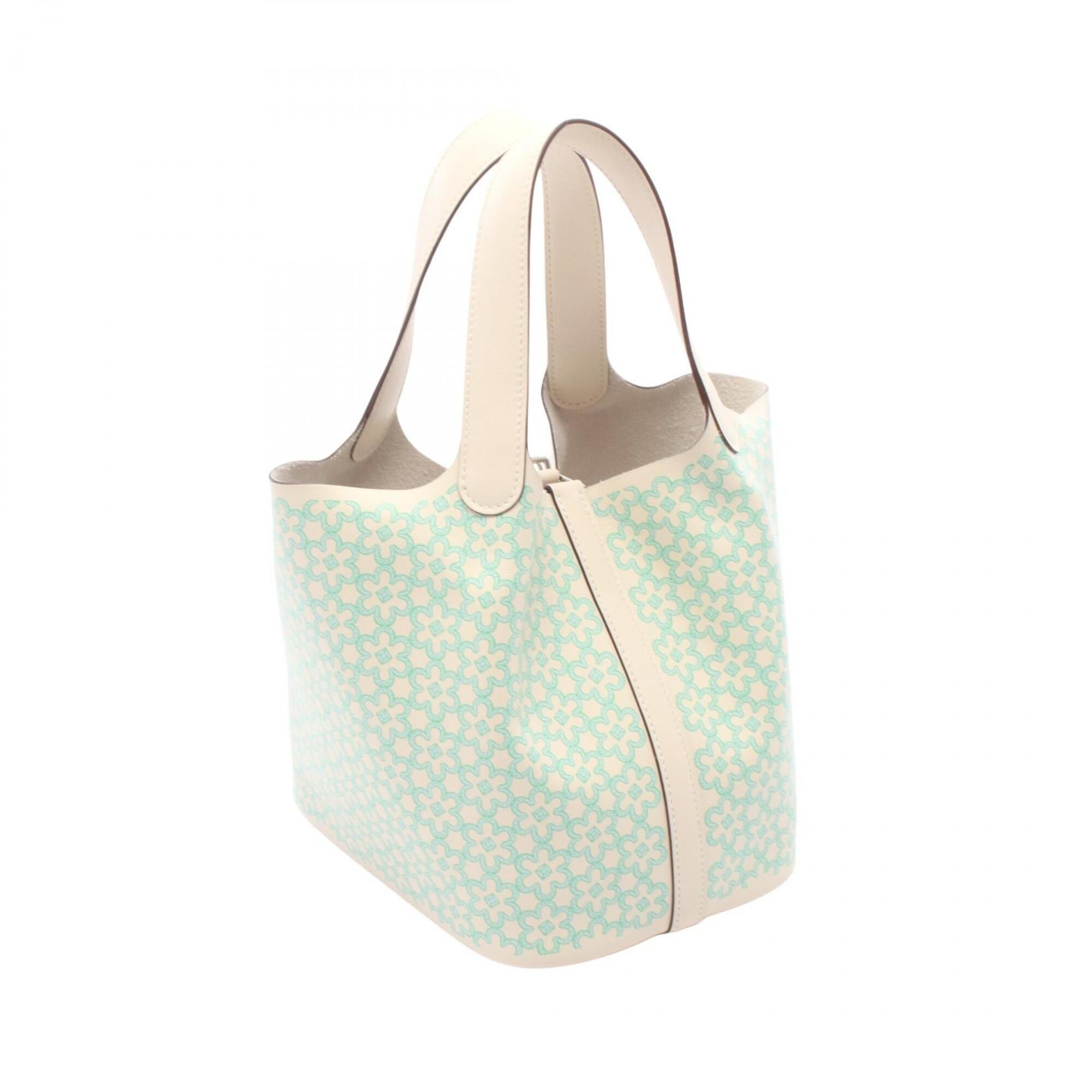 Hermes Blue Green Ivory Swift Leather Leather Handbag (Pre-Owned)