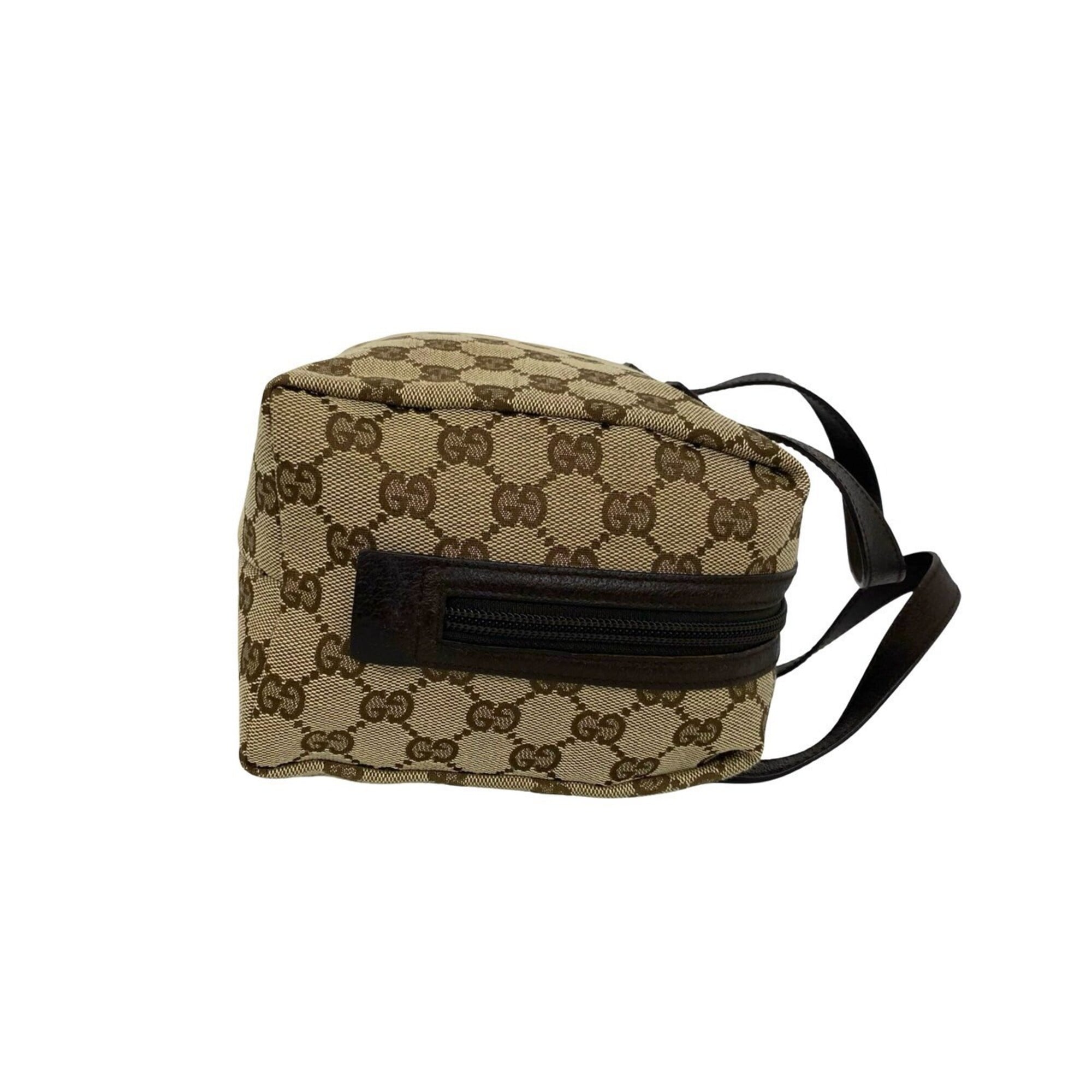 Gucci Brown Canvas Leather Boston Bag Handbag (Pre-Owned)