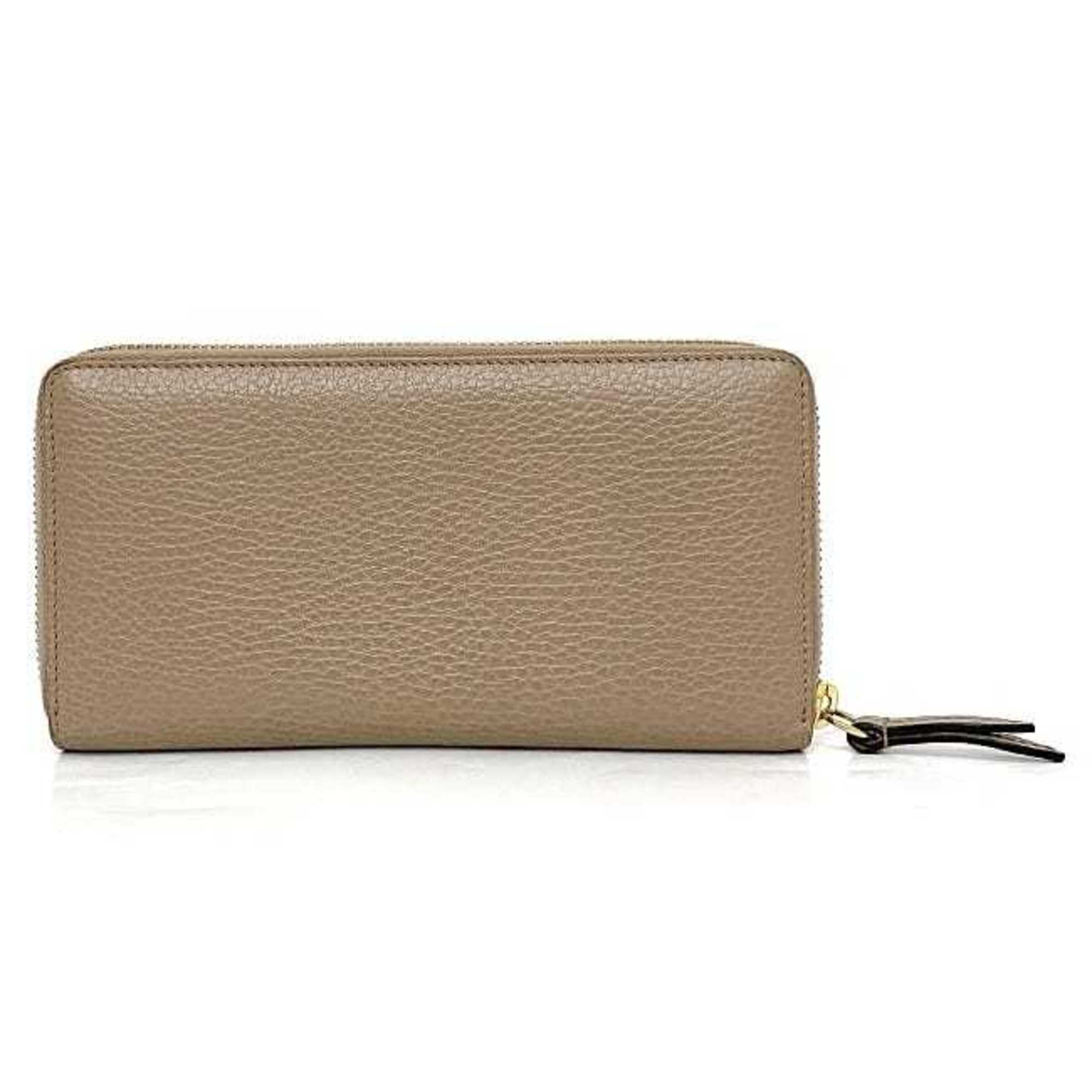 Gucci Pink Beige Leather Long Wallet (Bi-Fold) (Pre-Owned)