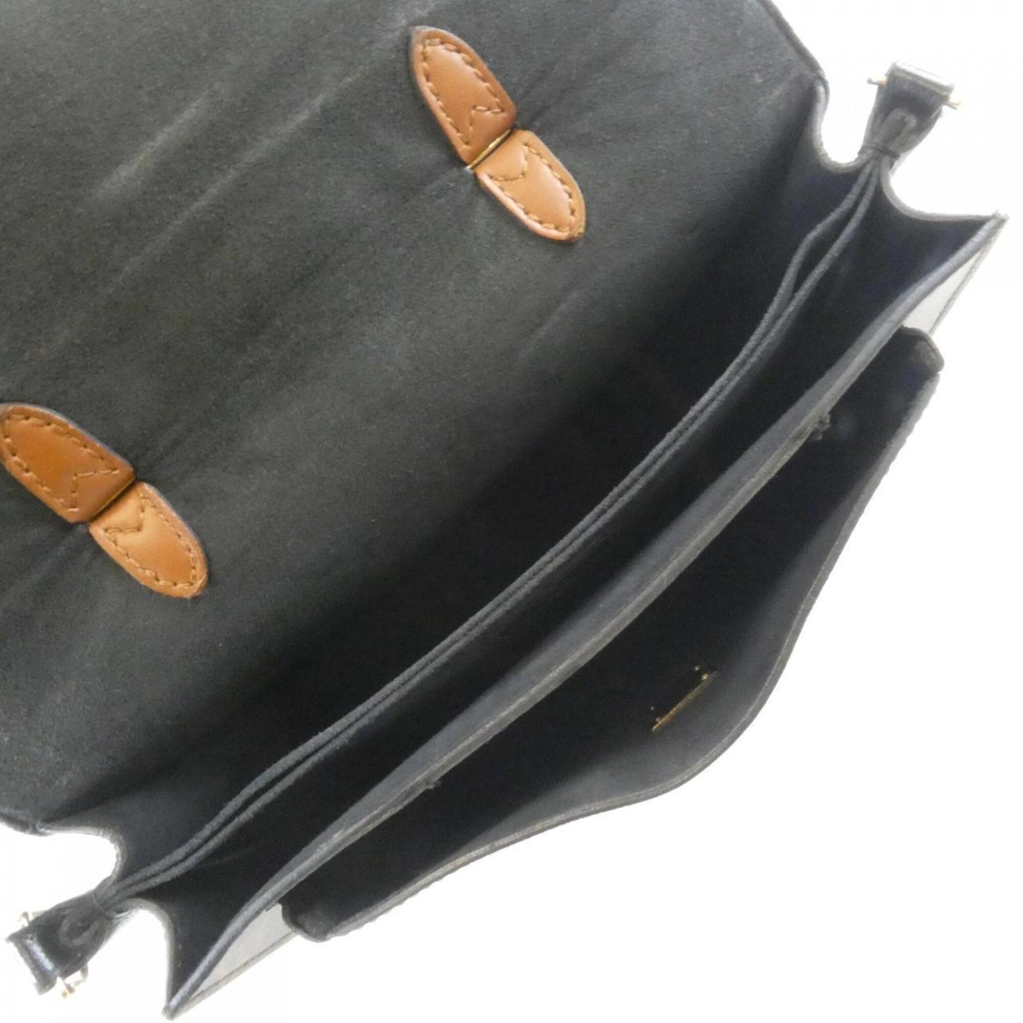 Louis Vuitton Black Marron Coated Canvas Leather Handbag (Pre-Owned)