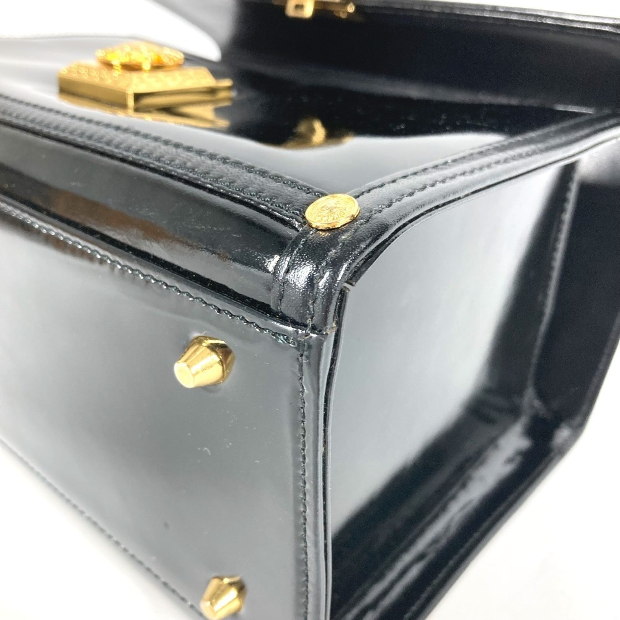 Versace Black Patent Leather Handbag Vanity Bag (Pre-Owned)