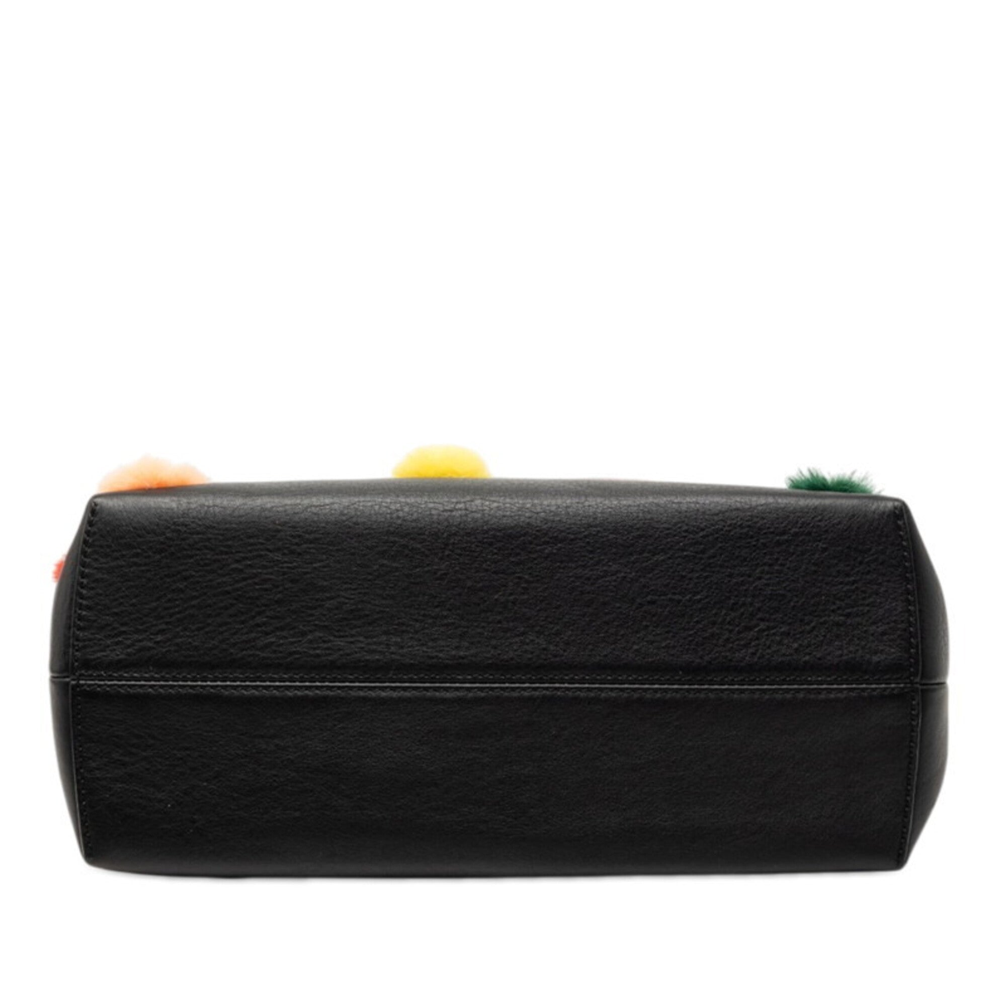 Fendi Black Multi-Color Leather Fur Handbag Shoulder Bag (Pre-Owned)