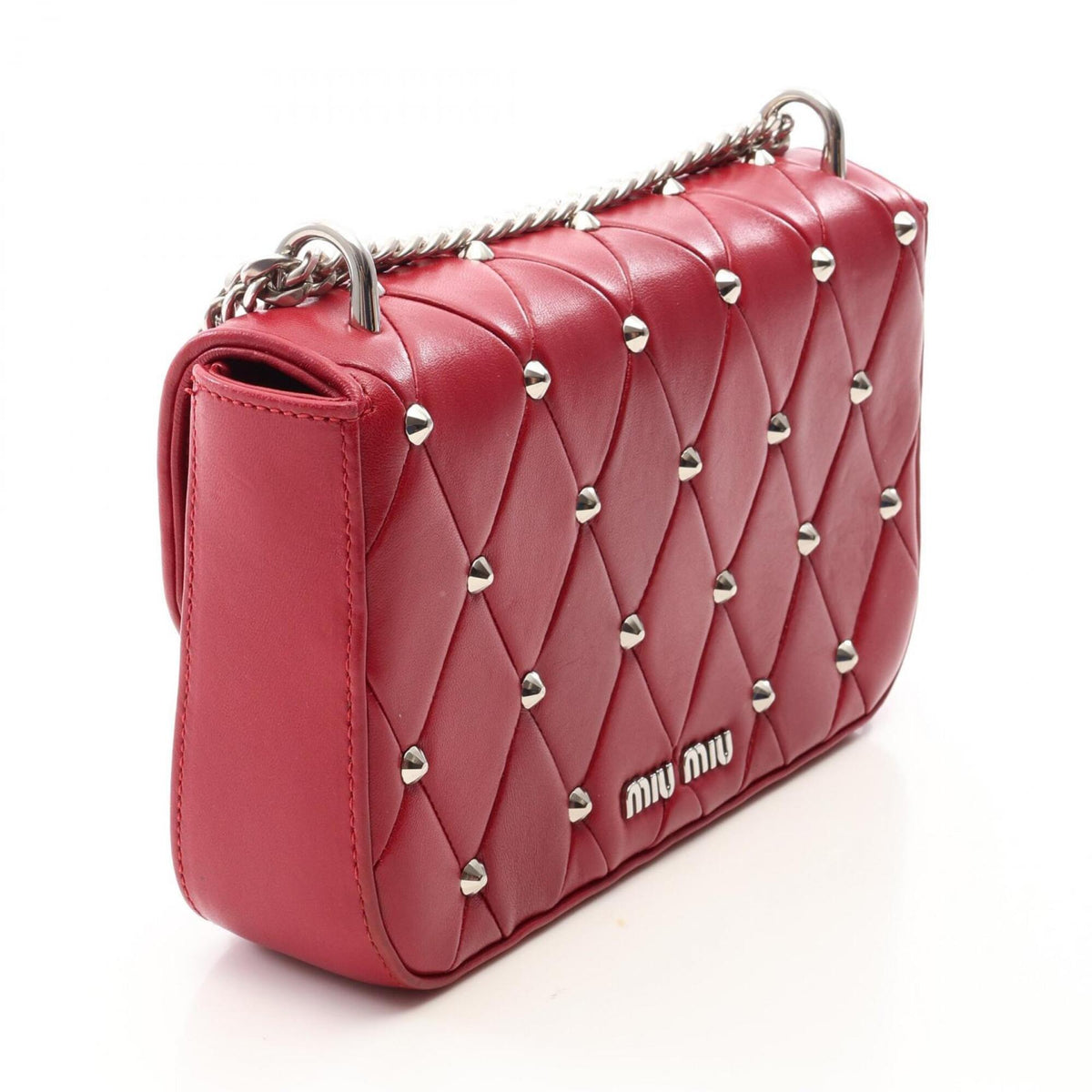Miu Miu Red Color Leather Handbag Shoulder Bag (Pre-Owned)