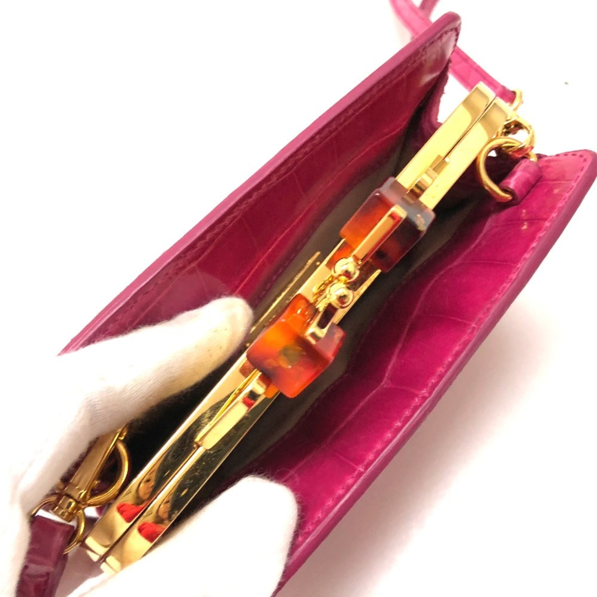 Miu Miu Pink Leather Pochette Shoulder Bag (Pre-Owned)