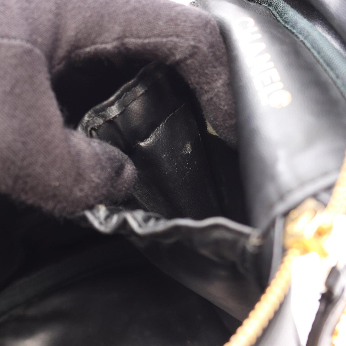 Chanel Black Leather Handbag Vanity Bag (Pre-Owned)