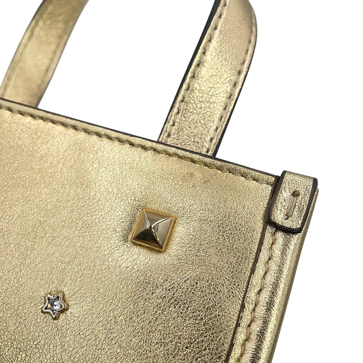 Jimmy Choo Gold Rhinestone Leather Handbag (Pre-Owned)