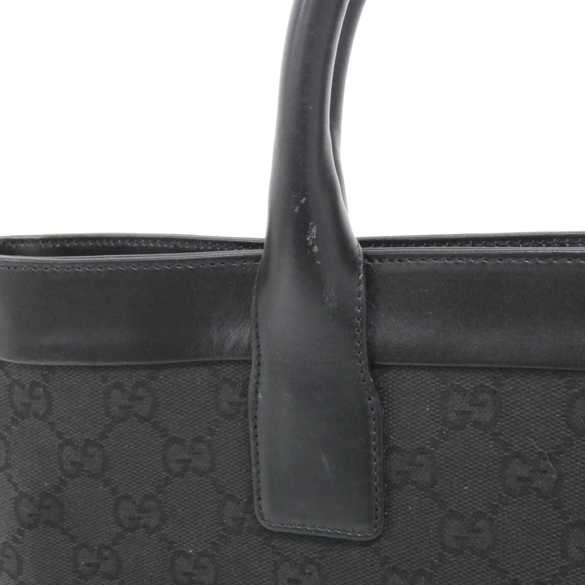 Gucci Black Gg Canvas Leather Handbag (Pre-Owned)