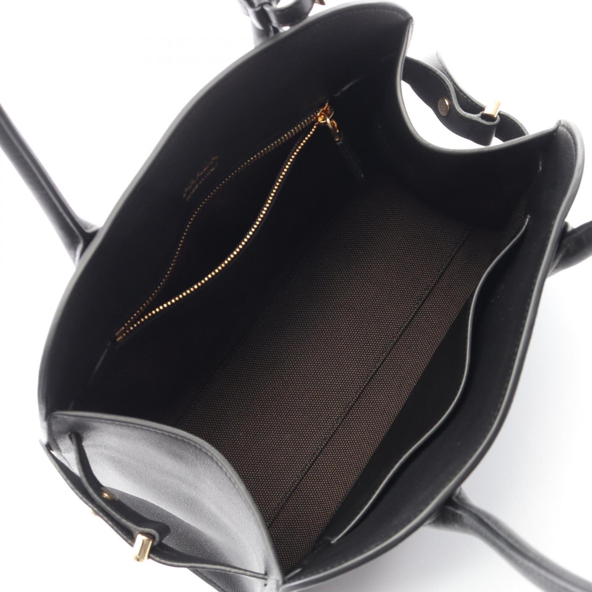 Prada Black Leather Handbag Tote Bag (Pre-Owned)