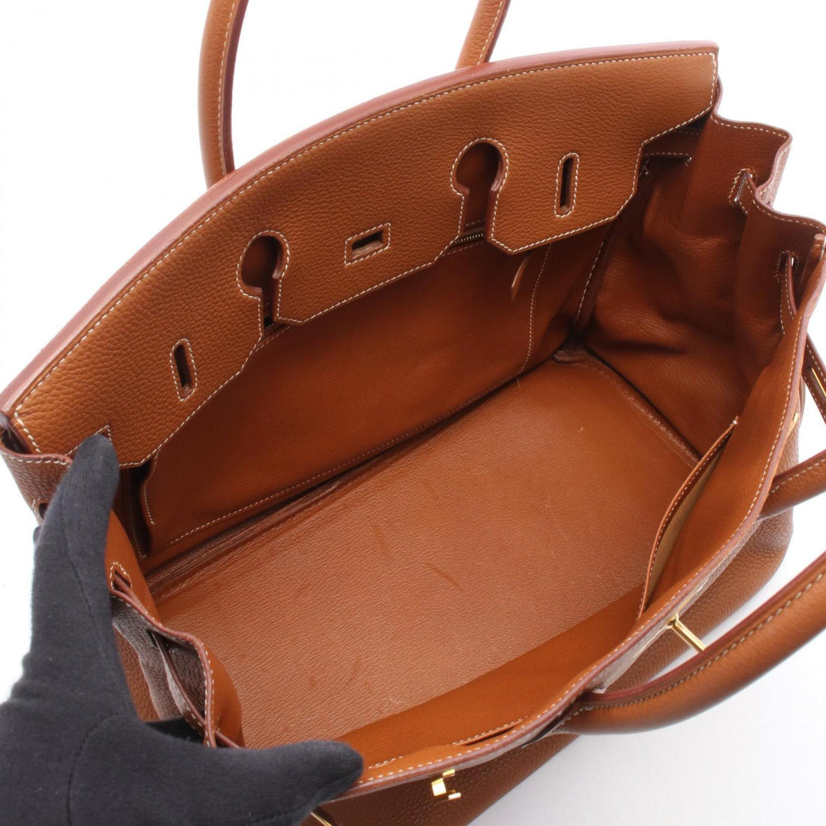 Hermes Brown Taurillon Clemence Leather Handbag (Pre-Owned)