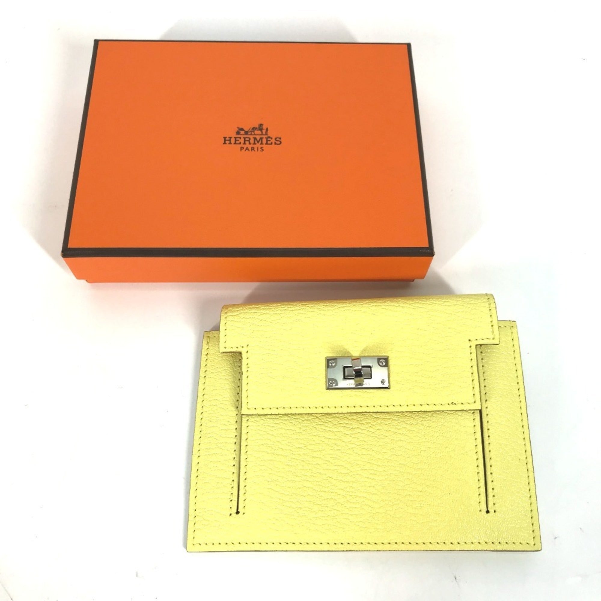 Hermes Yellow Chevre Leather Coin Purse/Coin Case (Pre-Owned)