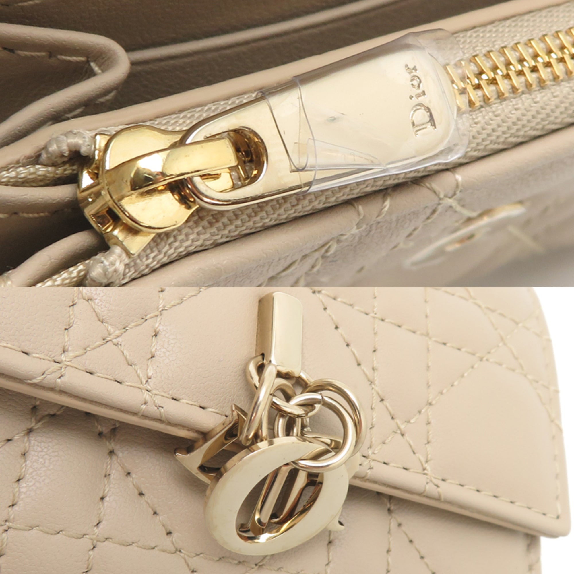 Christian Dior Beige Leather Coin Purse/Coin Case (Pre-Owned)