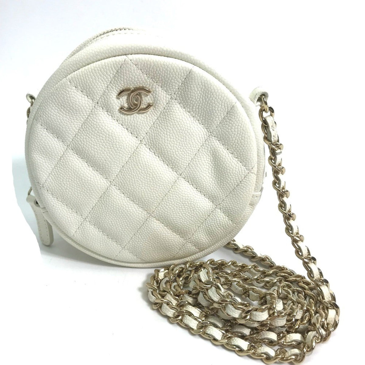 Chanel White Leather Shoulder Bag (Pre-Owned)