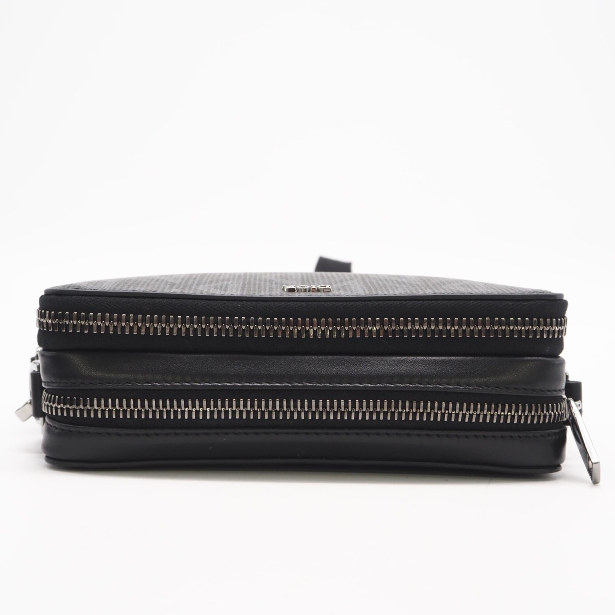 Christian Dior Black Gray Coated Canvas Leather Shoulder Bag (Pre-Owned)