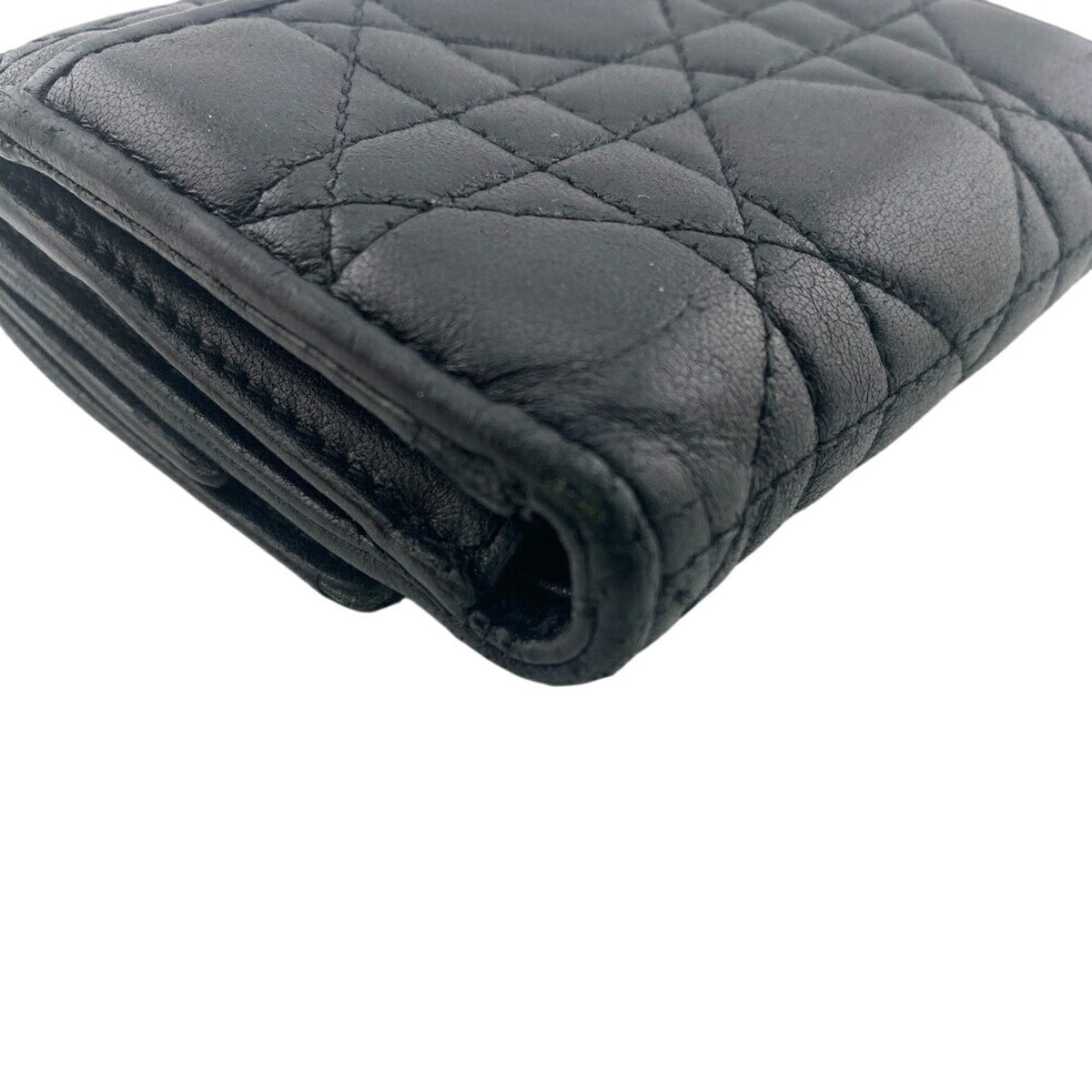Christian Dior Black Leather Wallet (Tri-Fold) (Pre-Owned)