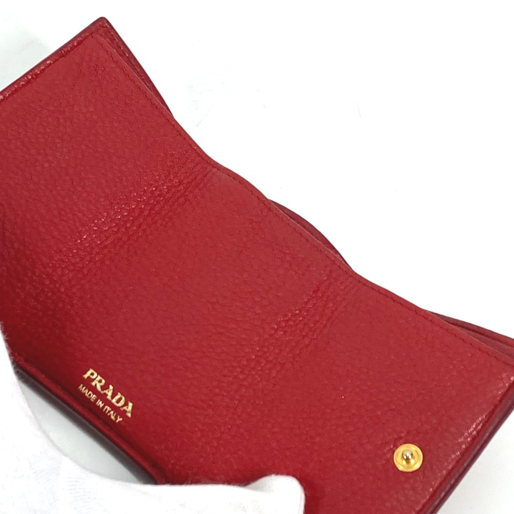 Prada Red Leather Wallet (Tri-Fold) (Pre-Owned)
